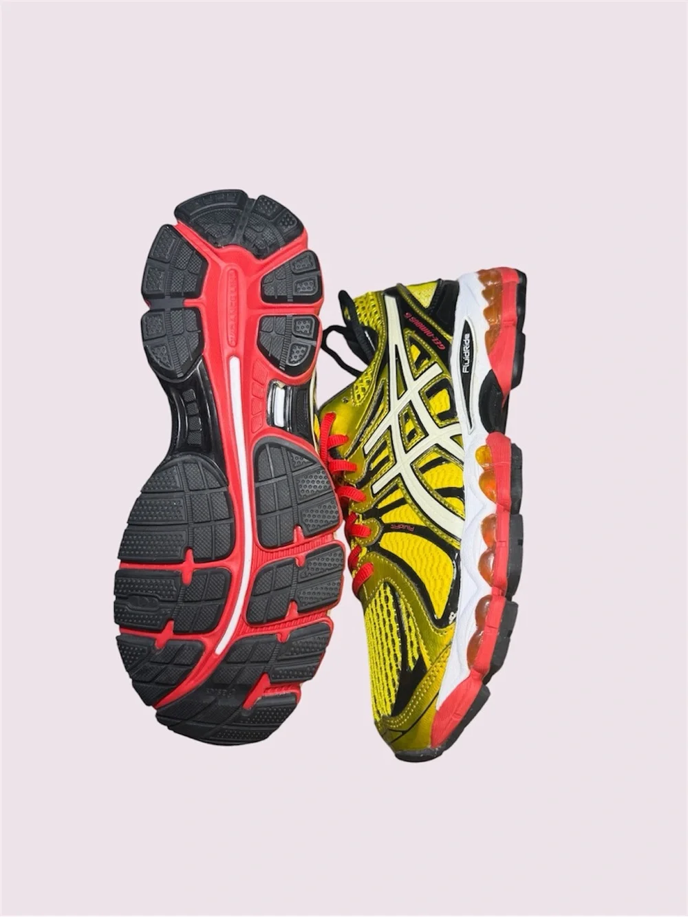 ASICS Gel Nimbus 15 T3B0N-0400 Yellow Pearl White Red DS M7/W8.5 Vintage 2013